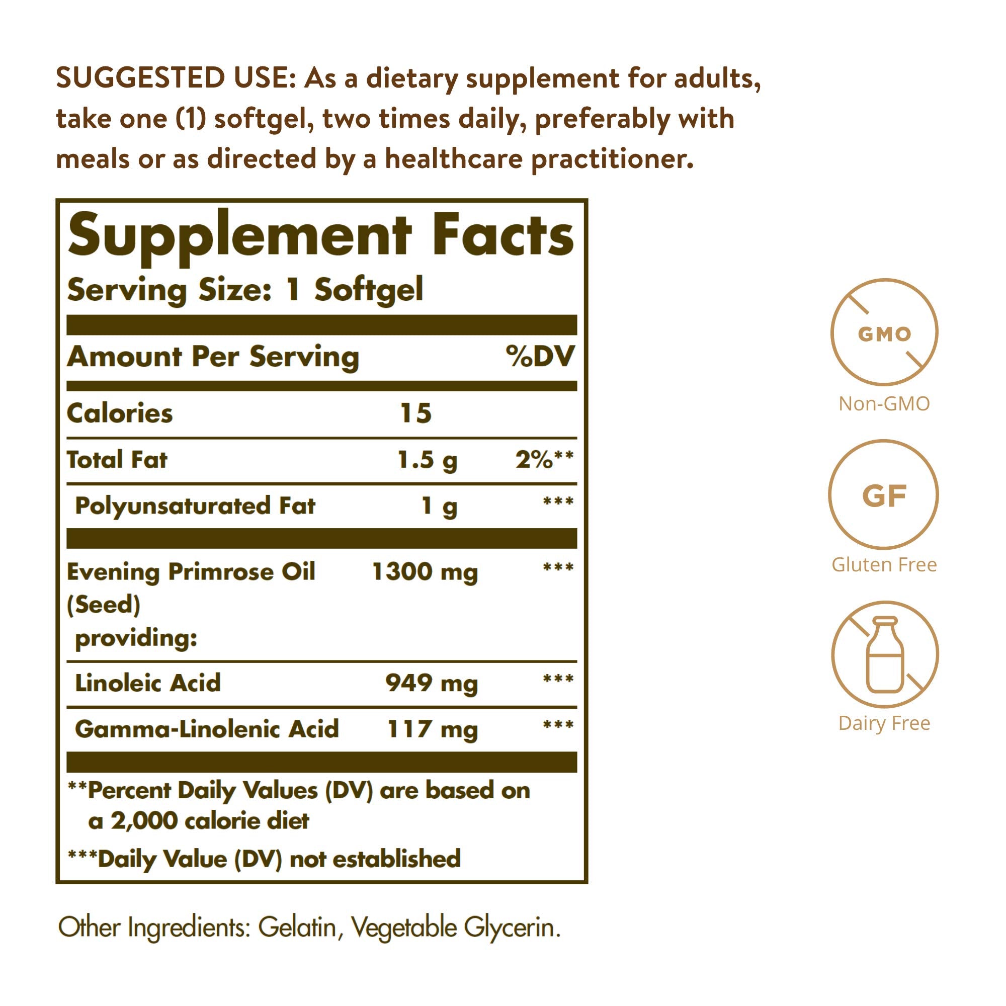 Solgar Evening Primrose Oil 1300 mg, 60 Softgels - Supports Skin Health | Hormone Balance, Non-GMO, Gluten Free - 60 Servings