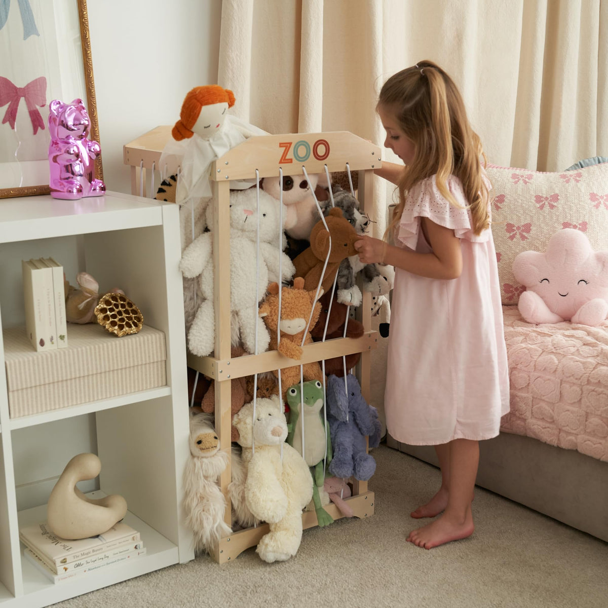 Wooden Stuffed Animal Storage for Kids - Large Toy Organizer & Holder