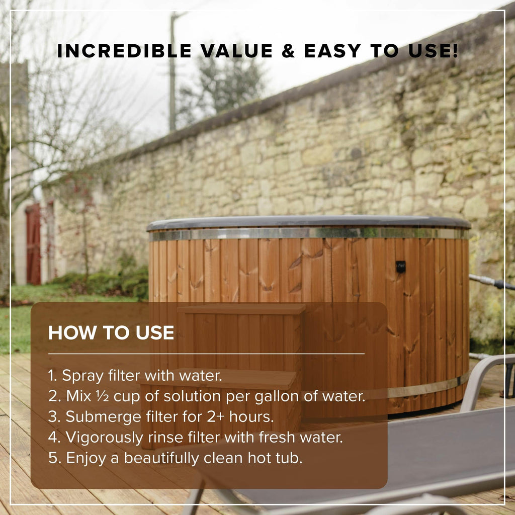 Hot Tub Filter Cleaner, Makes 8 Gallons, Soak or Spray, No Foam or Residue