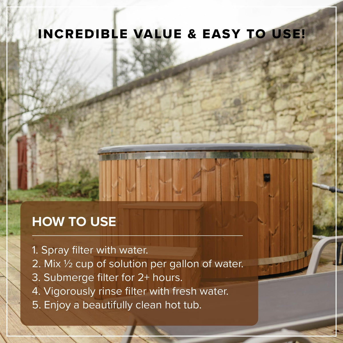 Hot Tub Filter Cleaner, Makes 8 Gallons, Soak or Spray, No Foam or Residue