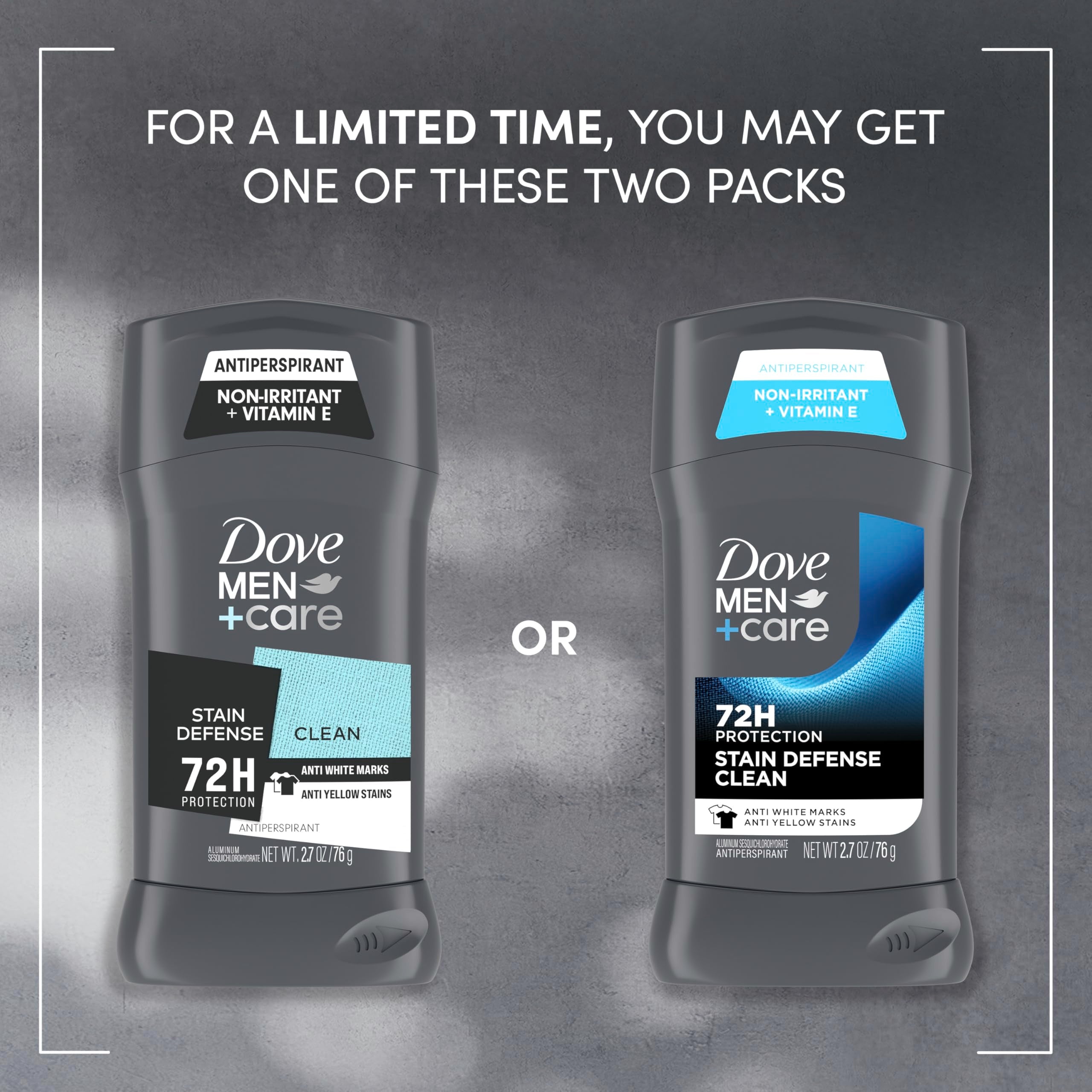 Dove Men+Care Deodorant Stick Stain Defense Clean, 4 Count 2.7 oz | For Men, Anti-white Marks & Anti-yellow Stains with 72-hour Sweat and Odor Protection