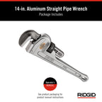 Buy now RIDGID 31095 Model 814 Aluminum Straight 14" Plumbing Pipe Wrench, Silver, Made in the USA at indiglob india