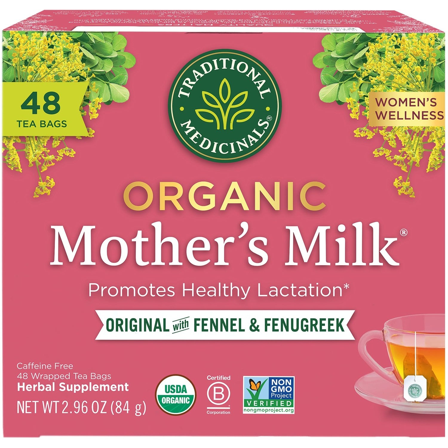Buy now Traditional Medicinals Organic Raspberry Leaf Herbal Tea, Eases Menstrual Cramps & Supports Healthy Pregnancy, (Pack of 1) - 16 Tea Bags Mother's Milk 48 Count at indiglob india