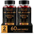 Black Girl Vitamins - Hair, Skin, and Nails Gummies with Biotin (6000 mcg), Zinc, Gelatin Free, Vitamin A, and Vitamin E - Gluten-Free. Made in The USA (Passion Fruit, 60 Count) 30 Day Supply