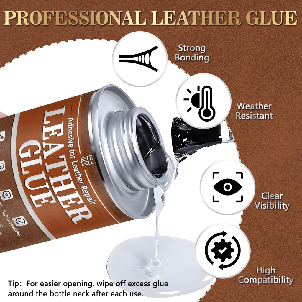 Leather Glue, 130ml Waterproof High Strength Adhesive, Clear Flexible Repair Cement for Bonding Between Sofas, Car Seats, Saddles, Crafting, DIY Projects