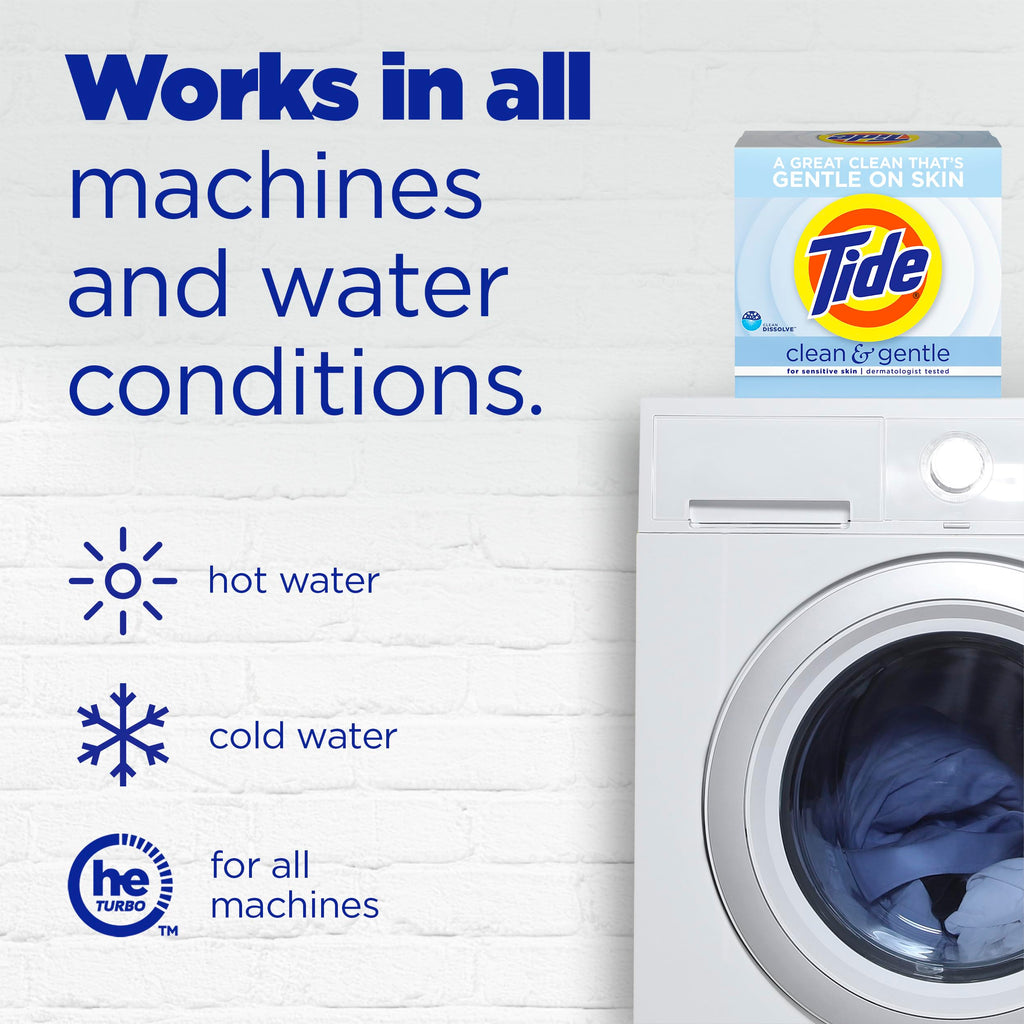 Buy now Tide Clean and Gentle Powder Laundry Detergent, Unscented, 68 Loads, 77 oz at indiglob india
