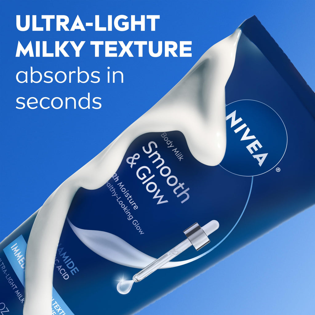 NIVEA Body Milk Smooth and Glow Ultra-Light Milky Serum, 6.7 FL OZ
