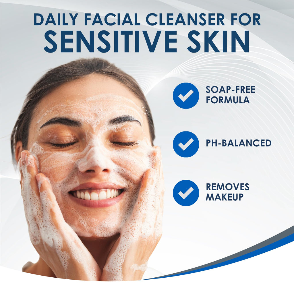 Vanicream Gentle Facial Cleaner with Pump Dispenser, 8 Fl Oz, Formulated without Common Irritants for Sensitive Skin, Removes Makeup, Dirt & Excess Oils, Non-Comedogenic, pH-Balanced Face Wash