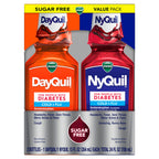 Buy now VICKS DayQuil & NyQuil Diabetes Cold & Flu Relief Medicine Co-Pack, Powerful Multi-Symptom Daytime & Nighttime Relief for Cold, Cough, and Flu Symptoms, Sugar & Alcohol Free, 2 x 12 FL OZ Bottles at indiglob india