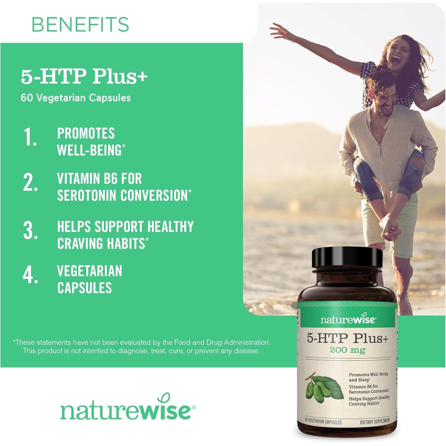 Buy now NatureWise 5-HTP 200mg Supplement from Griffonia Seeds with Cofactor Vitamin B6 - Mood Support and Natural Sleep Aid for Adults - Delayed-Release, Vegan - 30 Count[1-Month Supply] at indiglob india