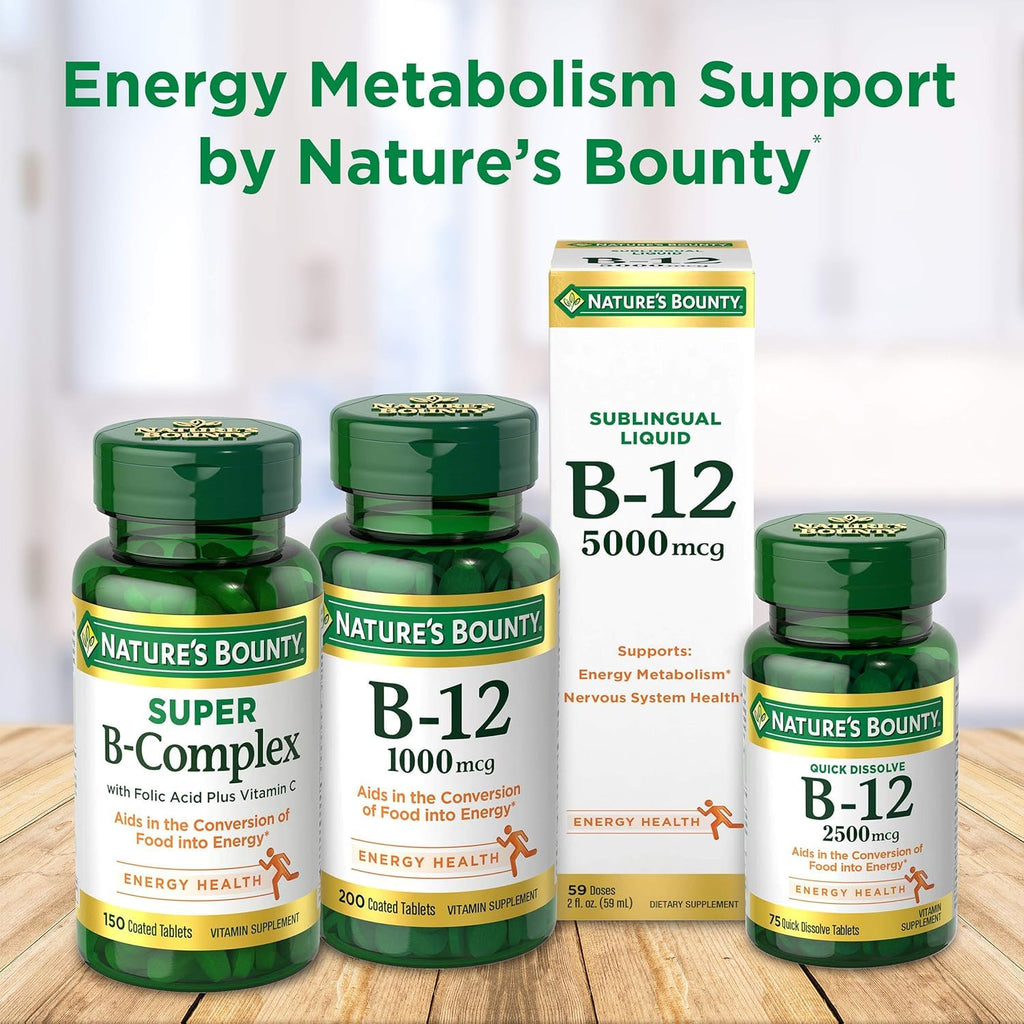 Nature’s Bounty Vitamin B-12 500 mcg, 100 Count (Pack of 2)