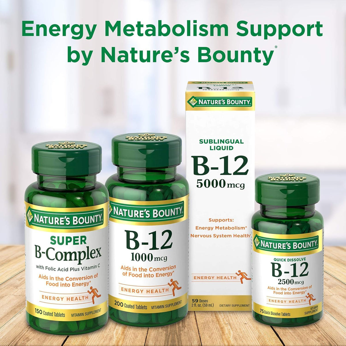 Nature’s Bounty Vitamin B-12 500 mcg, 100 Count (Pack of 2)