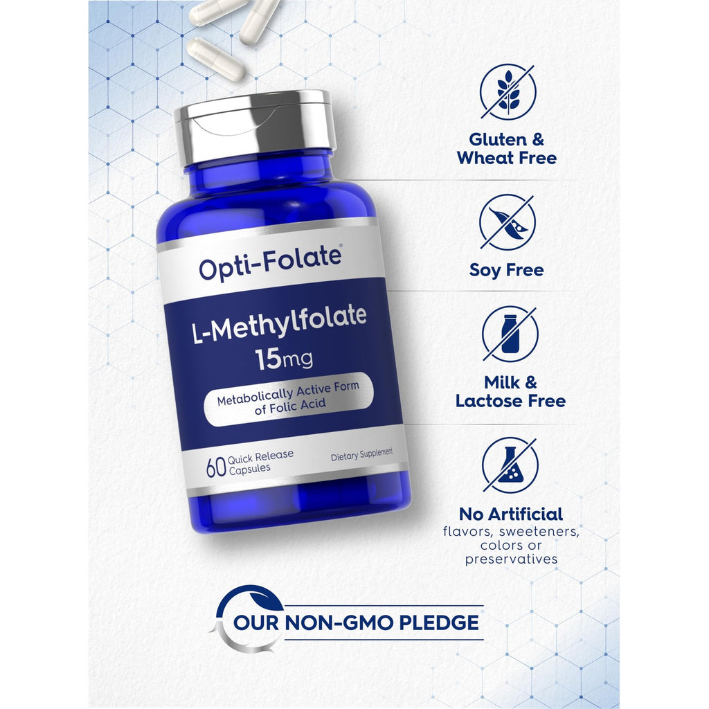 Carlyle L Methylfolate 15mg | 60 Capsules | Max Potency | Optimized and Activated | Non-GMO, Gluten Free | Methyl Folate, 5-MTHF | by Opti-Folate