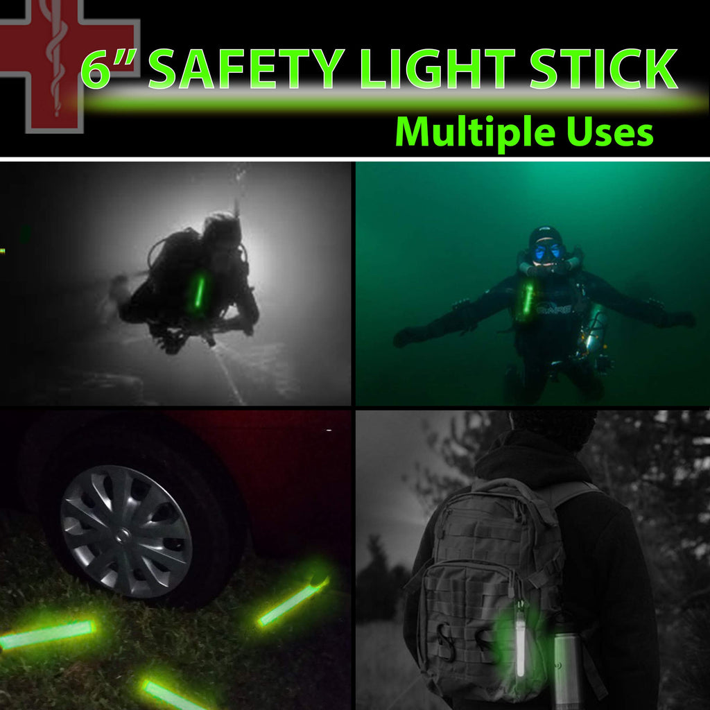 32 Ultra Bright 6 Inch Large Green Halloween Glowsticks - Chem Lights Sticks with 12 Hour Duration - Camping Glowsticks, Emergency Glow Stick For Storms Blackouts - Glowsticks for Parties Activities