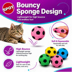SPOT Sponge Soccer Ball Cat Toys for Cats and Kittens - Interactive and Colorful Plush Toy, Fun to Bat and Chase, Keep Cats Entertained - 1.5" Assorted 4-Pack