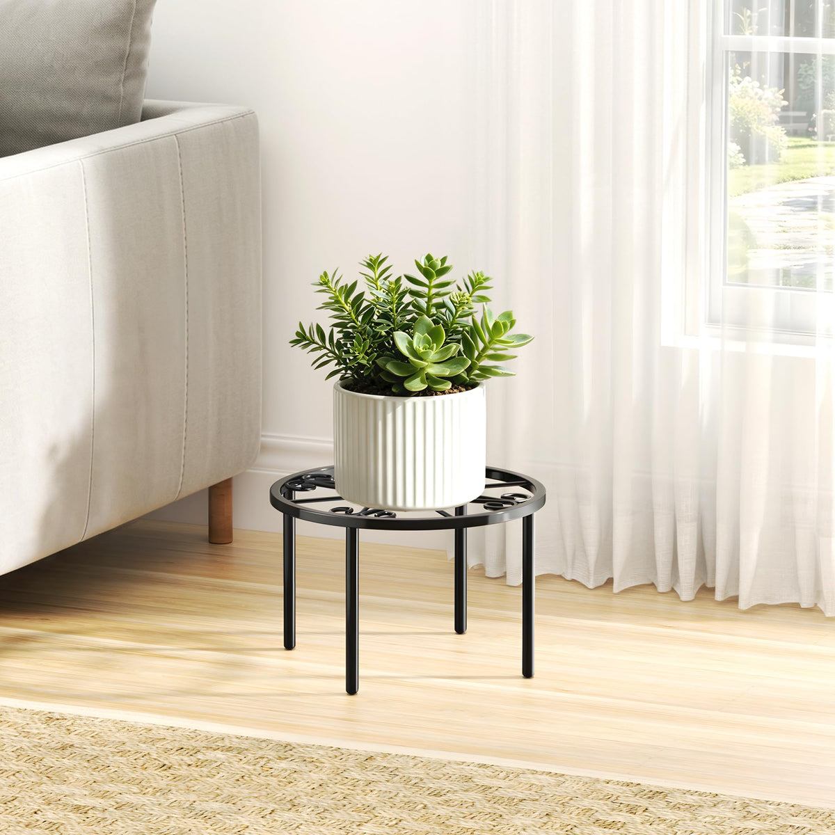 bussdis Plant Stand 1 PCS-10.2 IN Flower Pot Stand Plant Rack for Indoor and Outdoor Courtyard Gardens Black