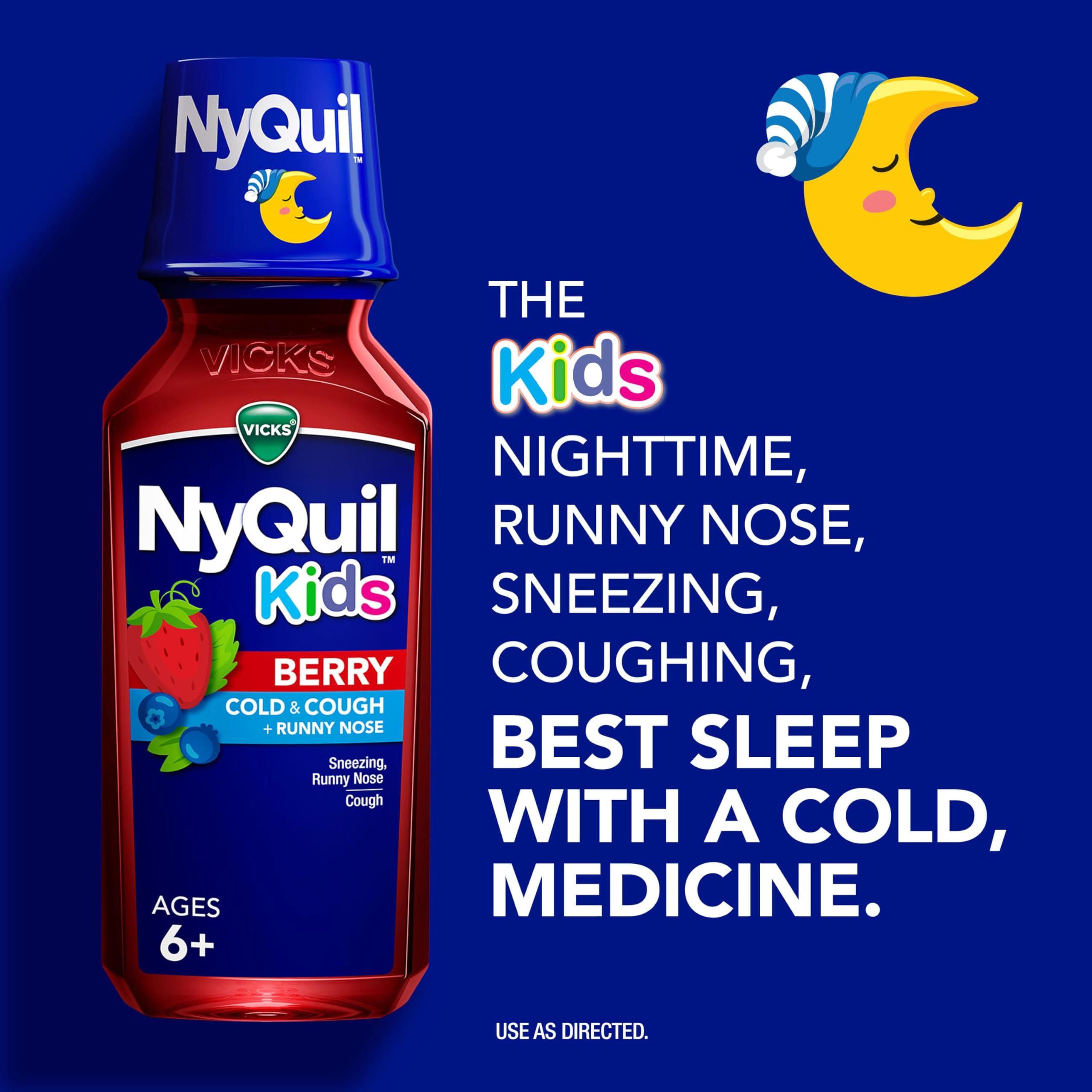 Buy now VICKS Kids DayQuil & NyQuil Berry Cold & Cough Medicine Co-Pack, Daytime & Nighttime Relief of Multiple Symptoms, Great-Tasting Berry Flavor, Free of Alcohol & Acetaminophen, for Ages 6+, 2x8oz at indiglob india