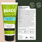 SAUCE Deep Conditioning Hair Mask, Guacamole Whip, 3.4 Fl Oz | Frizz Control for Dry, Damaged Hair, With Avocado, Honey, Monoi & Argan Oil, All Hair Types, Paraben & Sulfate-Free
