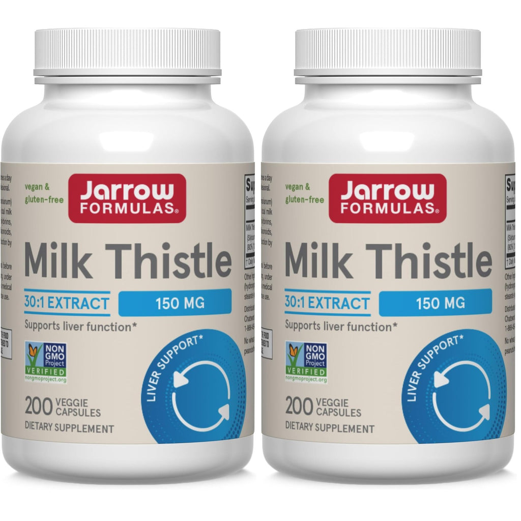 Jarrow Formulas Milk Thistle 150 mg with 30:1 Standardized Silymarin Extract, Dietary Supplement for Liver Function Support, 100 Veggie Capsules, 33-100 Day Supply