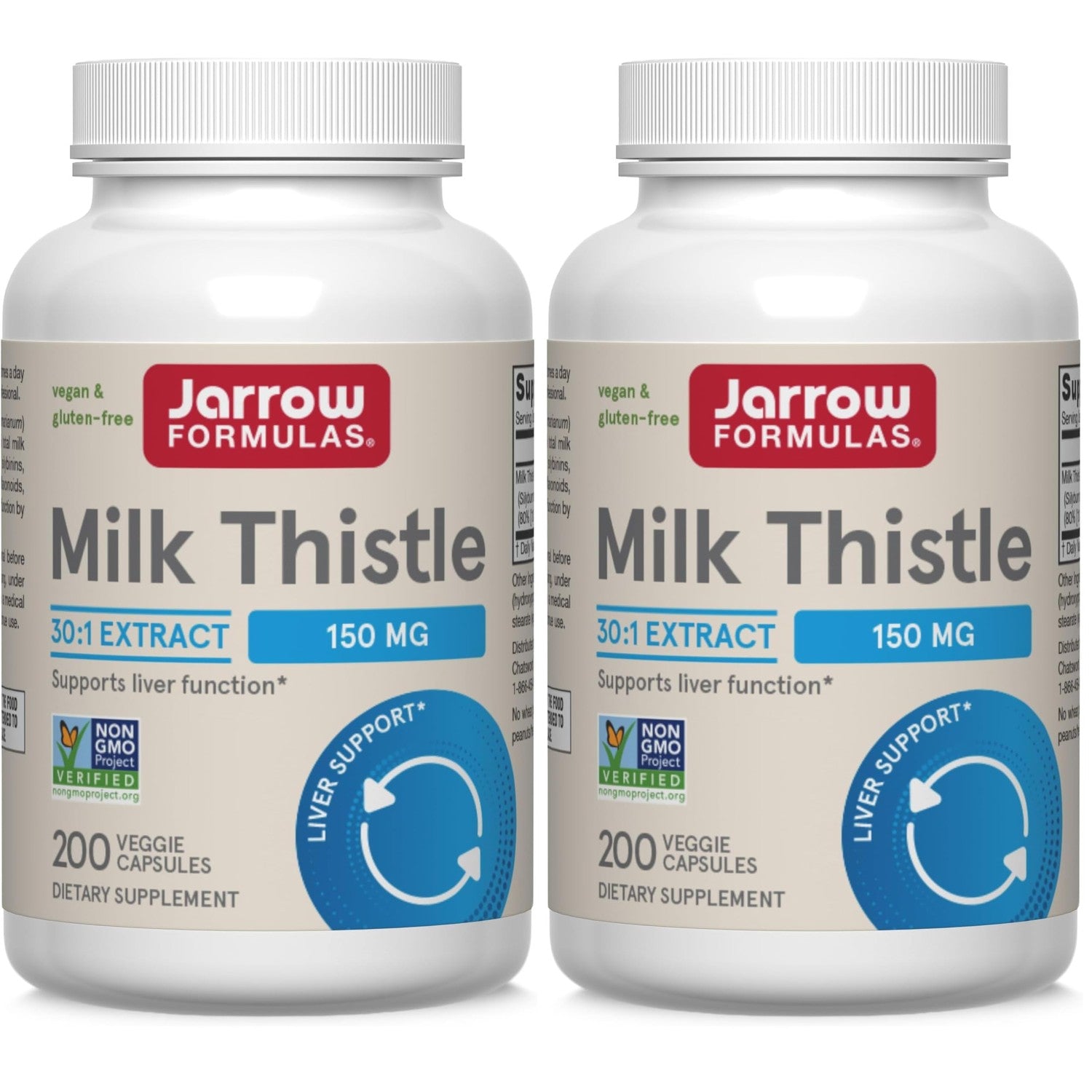 Jarrow Formulas Milk Thistle 150 mg with 30:1 Standardized Silymarin Extract, Dietary Supplement for Liver Function Support, 100 Veggie Capsules, 33-100 Day Supply