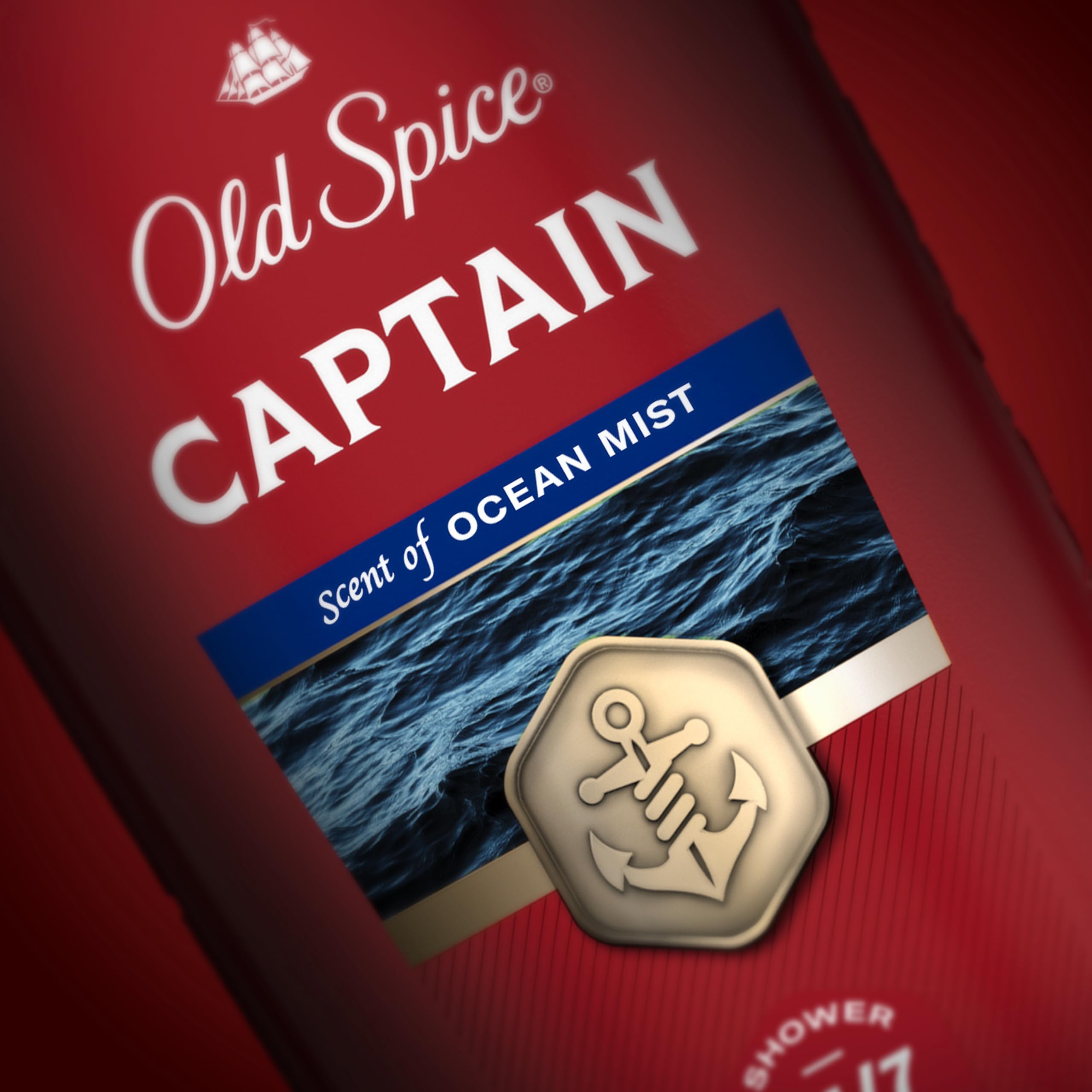 Old Spice Refreshing Body Wash for Men, 3X Defense, 24/7 Shower Fresh with Long Lasting Scent, Red Collection, Captain with Bergamot Scent, 33.4 oz