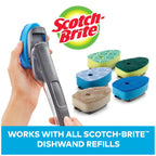 Scotch-Brite Advanced Soap Control Non-Scratch Dishwand Kit, 1 Dish Wand & 5 Sponge Refills, Prevents Soap from Leaking, Leak-Free Guarantee, Best for Nonstick Pots and Pans, Glass, Tubs, & Showers