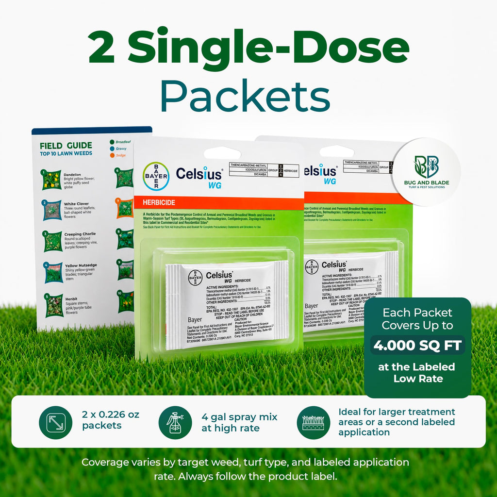 Celsius WG Herbicide 2-Pack with Bug And Blade Weed ID Card
