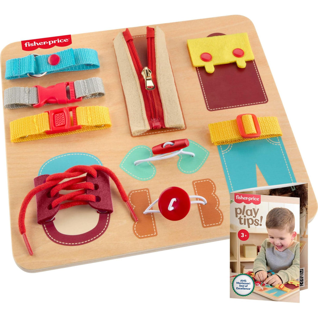 Fisher-Price Wood Montessori Dressing Board Busy Activity