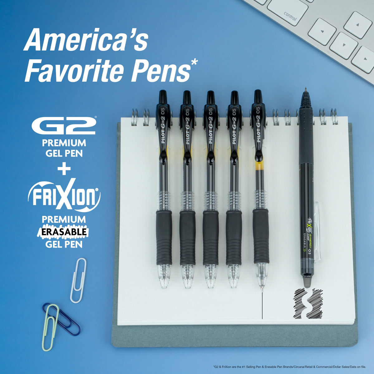 PILOT G2 + FriXion Synergy Companion Pack, 0.5mm, Black Ink, 6-Pack