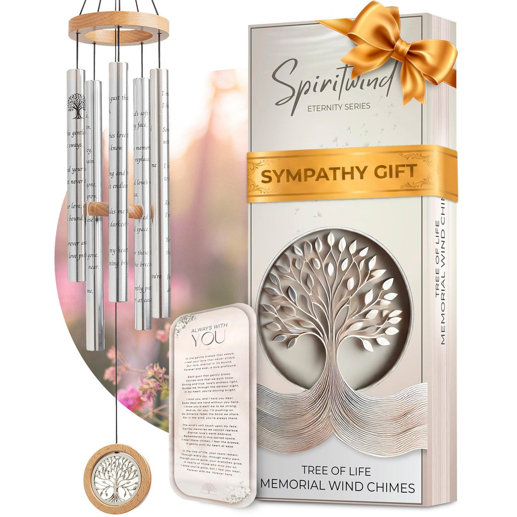Tree of Life Memorial Wind Chimes for Loss of Loved One (32")