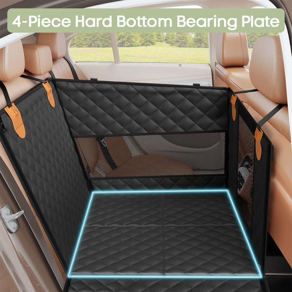 Dog Car Seat for Large Medium Dogs, Hard Bottom Back Seat Extender