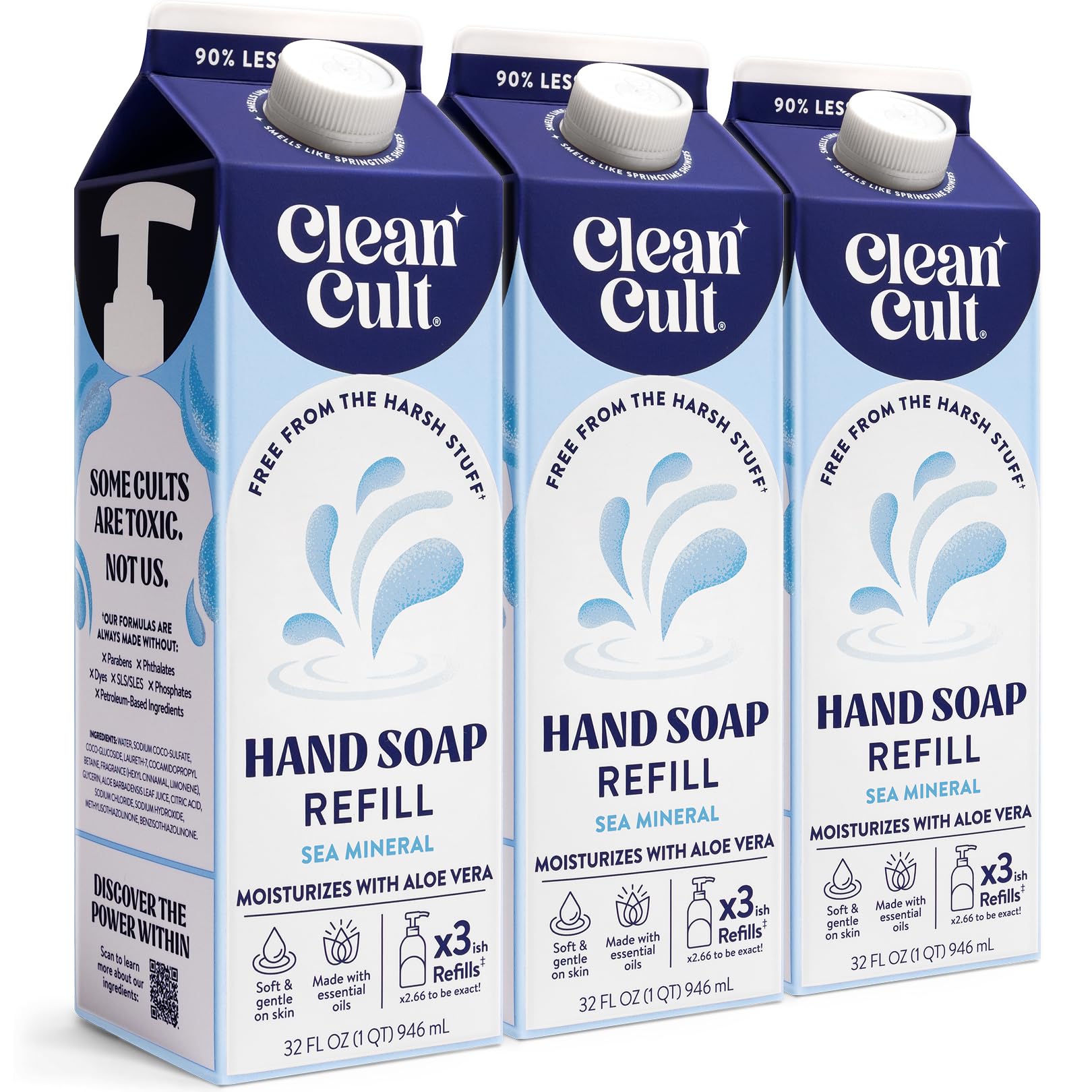 Buy now Cleancult Liquid Hand Soap Refills - Moisturizes Dry & Sensitive Skin - Made with Aloe Vera & Lavender Essential Oils - Wild Lavender - Eco Friendly - Paper-Based Packaging - 32 oz/2 Pack at indiglob india