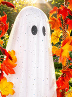 AYGXU Halloween Decorations Outdoor Indoor-5.3ft Hanging Ghost Decor with a Maple Leaf 6.6ft Swing,Ghost Light,Halloween Decor for Tree,Yard,Porch,Garden