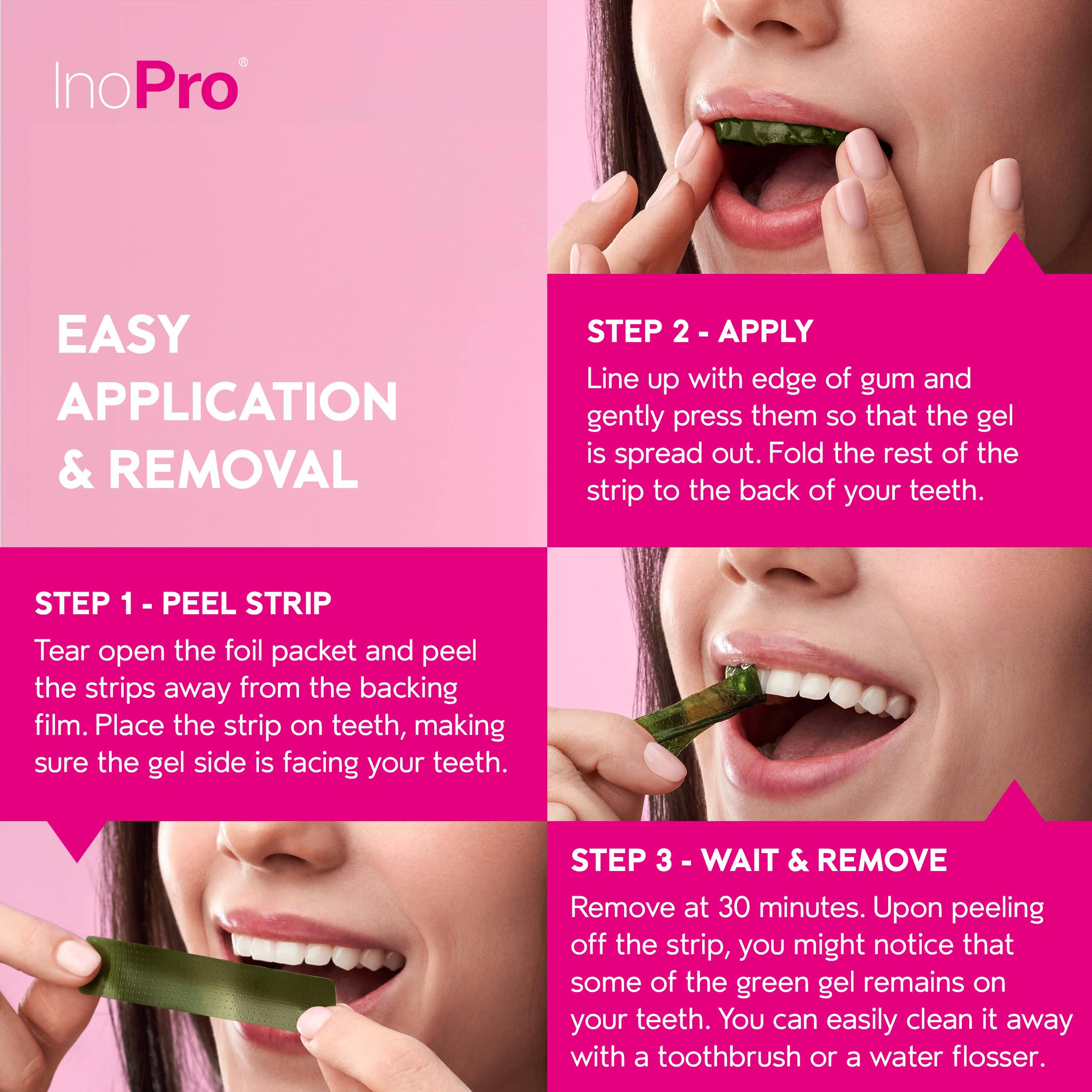 Buy now InoPro Teeth Whitening Strips 14 Treatments Kit - Enamel Safe Teeth Whitener, Peroxide-Free, Green White Strips for Teeth Whitening with Arbutin, Coconut Oil, Deep Stains Removal (28 Strips) at indiglob india