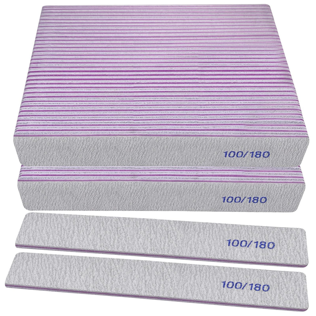 Nail Files (12 Pack), 100/180 Grit Emery Boards Nail File for Natural Nails and Acrylic Nails, Double Sided Emory Boards limas para unas acrilicas Profesional Fingernail Filer Reusable Manicure Gray