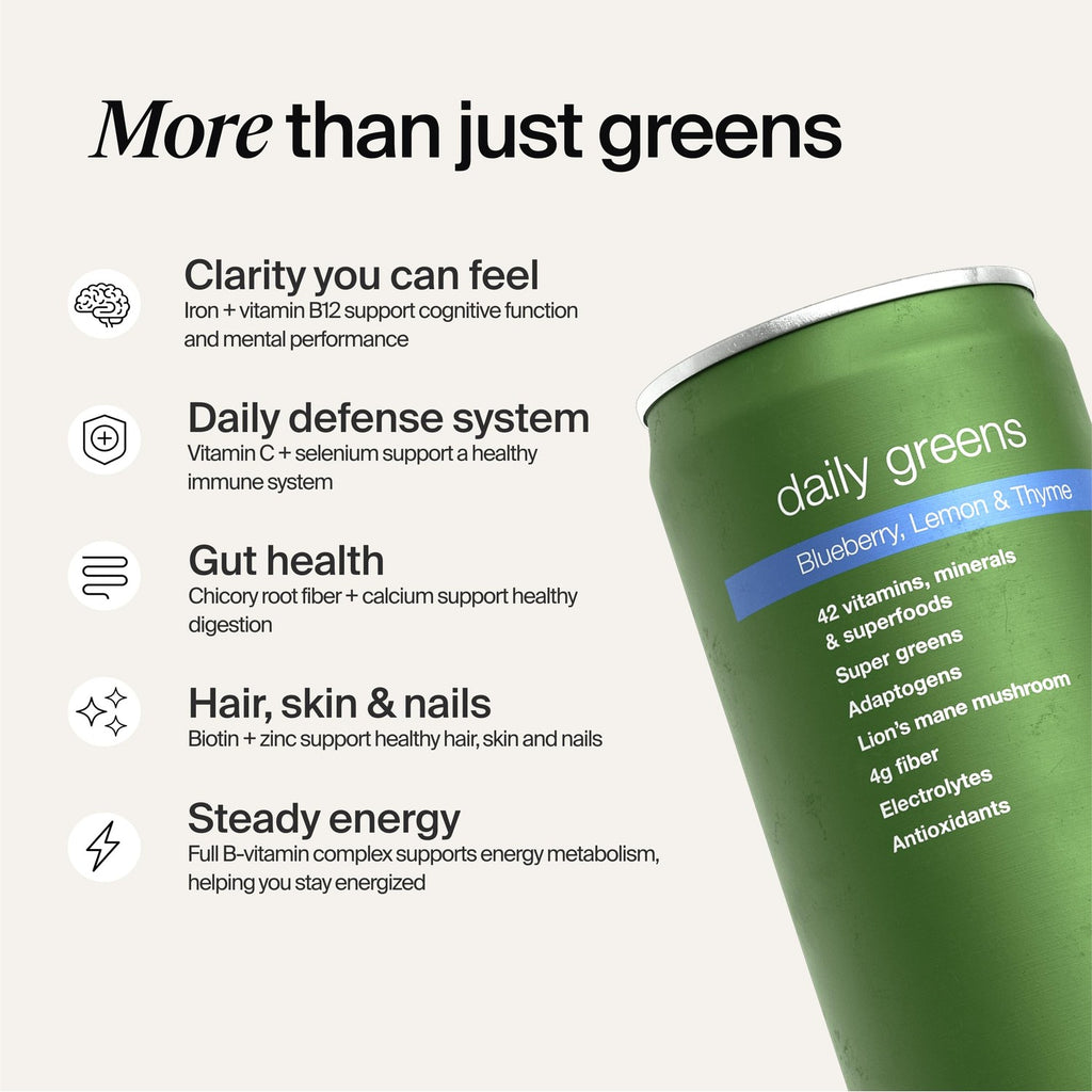 Huel Daily Greens Ready-to-Drink | Superfood Super Greens | 4g Fiber | Blueberry Lemon Thyme | 12 fl oz - 12 Pack | 42 Vitamins, Minerals, and Superfoods | Adaptogens, Antioxidants, & Probiotics