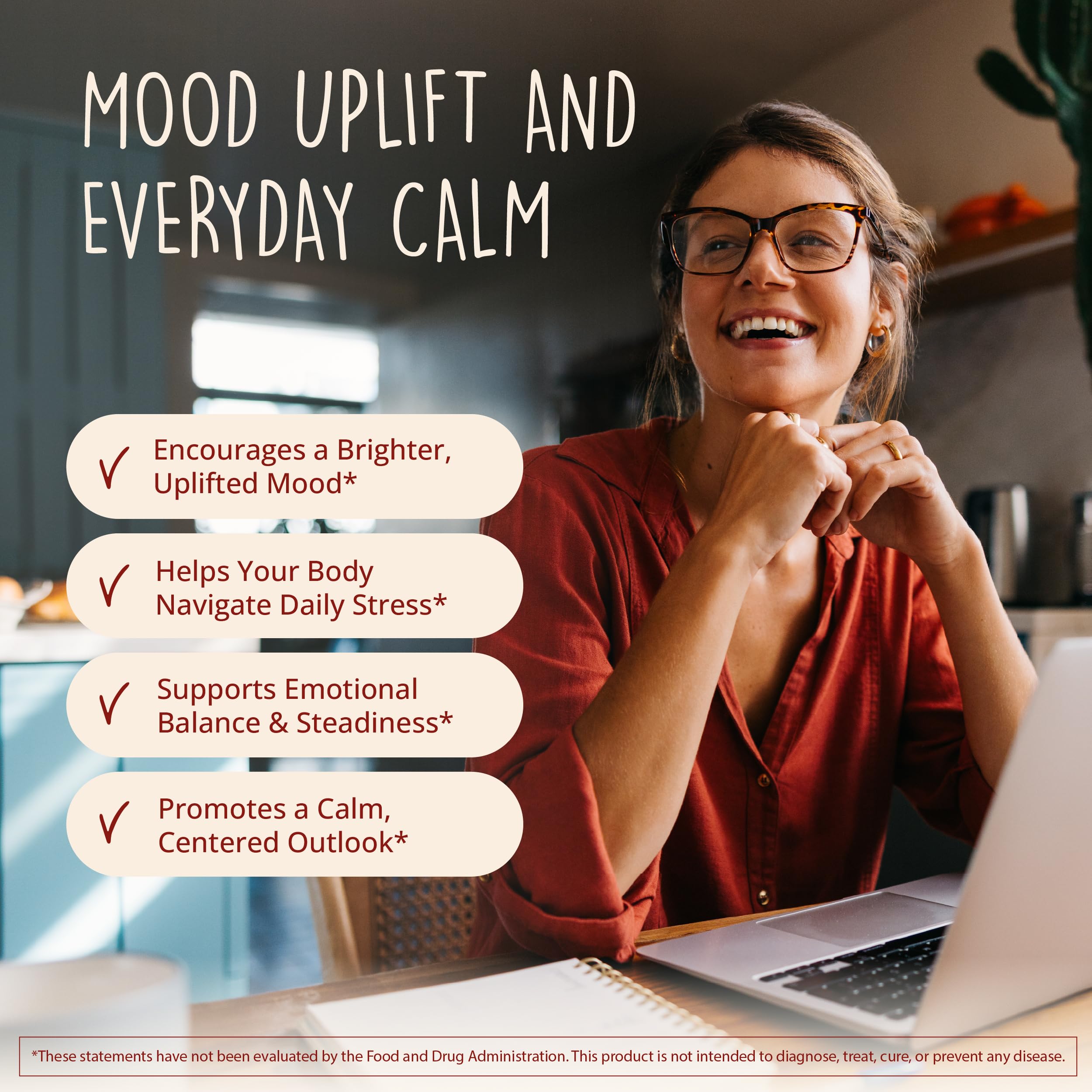 Joy-Filled with Saffron Mood Support Supplement — Daily Mood Support with 30mg Extract + Ashwagandha, Rhodiola, St. John's Wort, Lemon Balm | Saffron Supplements for Emotional Support, Vegan, 30 Ct