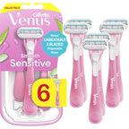 Gillette Venus Sensitive Disposable Razors for Women with Sensitive Skin, 6 Count, Delivers Close Shave with Comfort