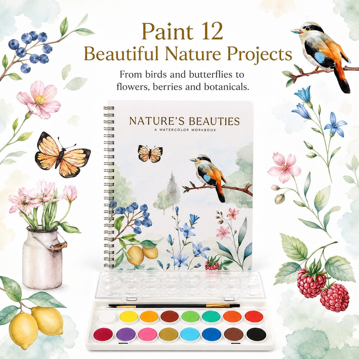Beautiful Watercolor Paper Workbook Set for Beginners with Paint Included
