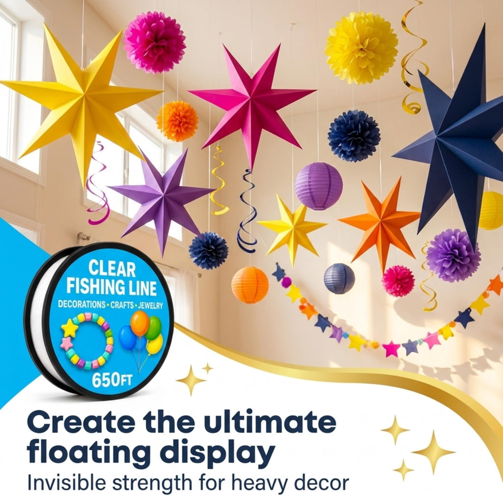 Clear Fishing Line for Crafts - Hanging Decorations - Clear String