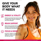 Vitamin B-Complex Gummies for Women & Men - Full B Complex & B12 - 60 Gummy | Vitamin B12, B1, B2, B3, B5, B6, B7 & B9 with Vitamin C & Choline - Energy, Brain & Mood - Natural Berry Flavor, Vegan