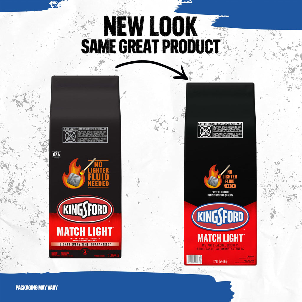 Kingsford Match Light Instant Charcoal Briquettes, BBQ Charcoal for Grilling, Ready in 10 Minutes, No Lighter Fluid or Starter Needed, 12 lbs