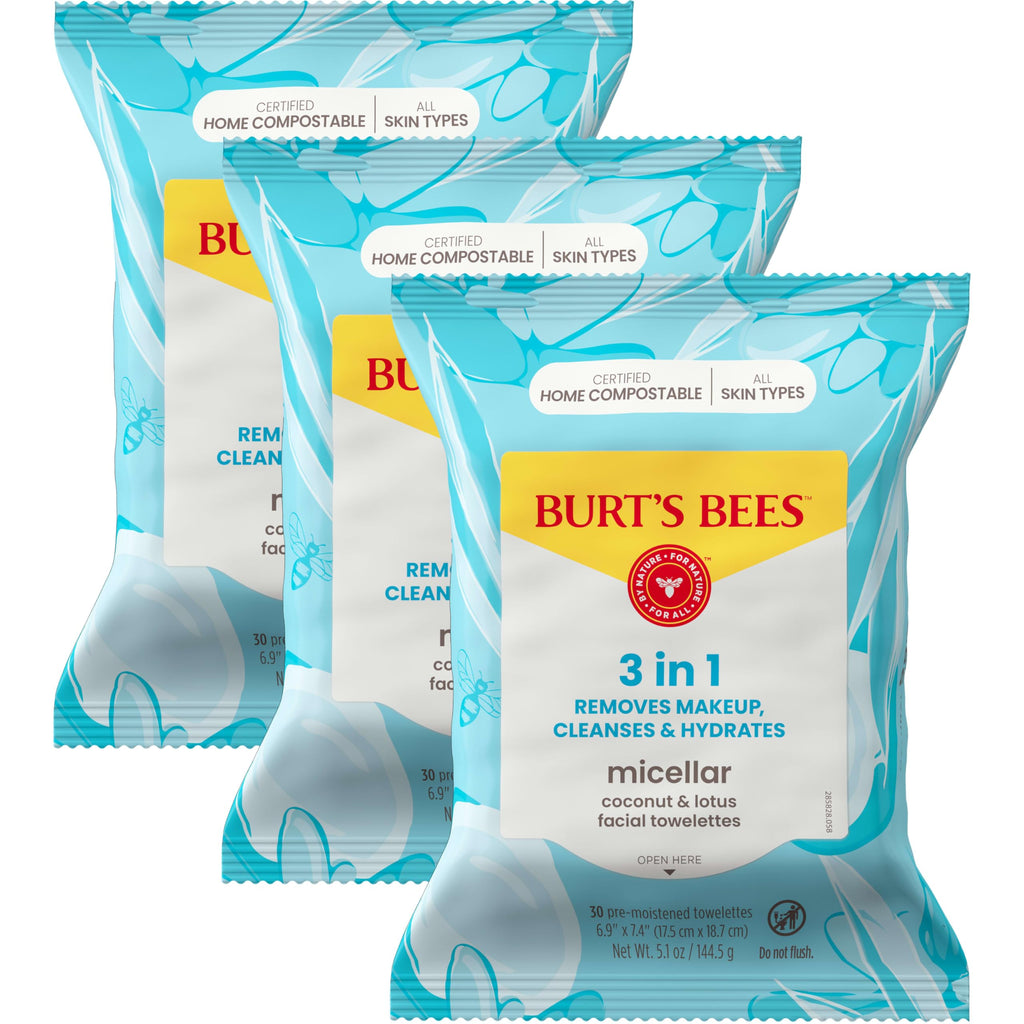 Buy now Burt's Bees Pink Grapefruit Face Wipes, for All Skin Types, Hydrating Makeup Remover & Facial Cleansing Towelettes, 30 Ct. (3-Pack) at indiglob india