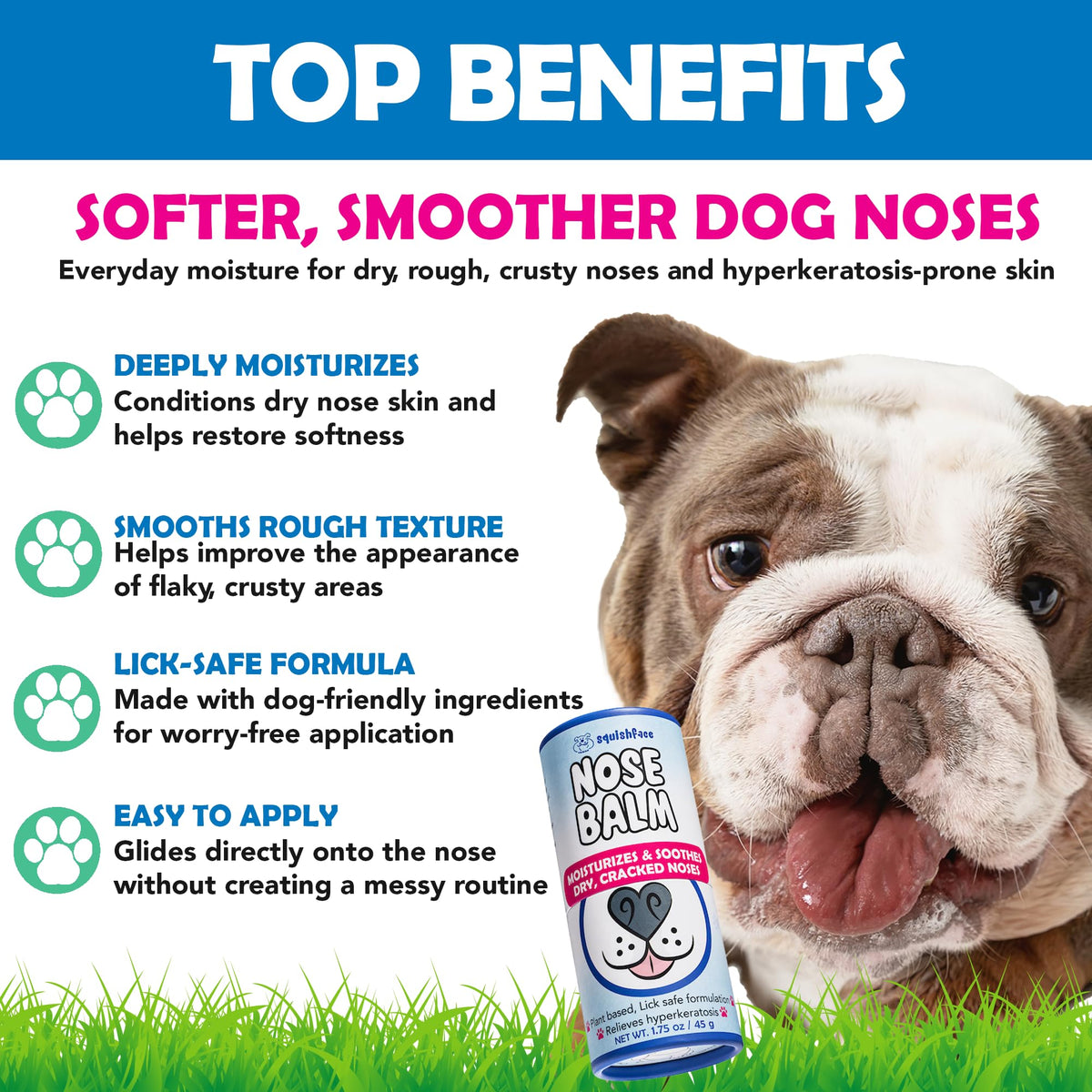 Squishface Dog Lick Safe Nose Balm for Hyperkeratosis & Dry Cracked Snouts