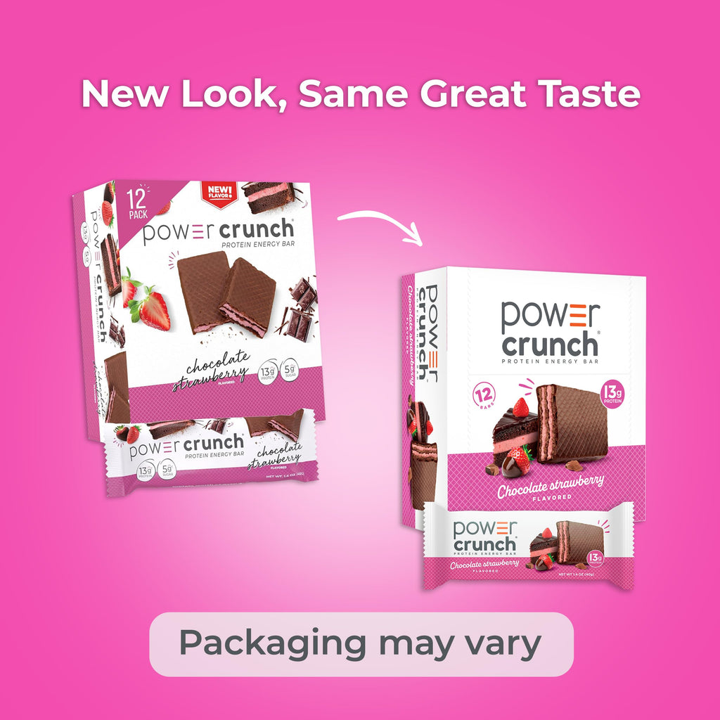 Power Crunch Chocolate Strawberry Protein Bars, 12 Ct, 1.4 oz each