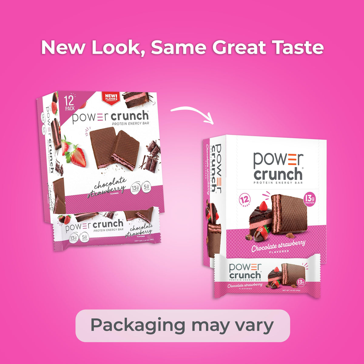Power Crunch Chocolate Strawberry Protein Bars, 12 Ct, 1.4 oz each