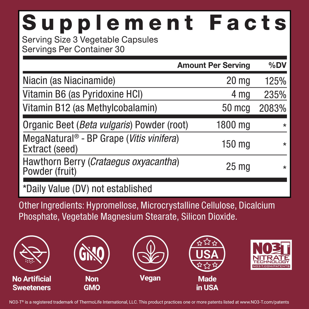 Force Factor Total Beets 1800mg Beet Root Capsules, Blood Pressure Support | with Organic Beet Root Powder, Hawthorn Berry, Support Nitric Oxide, Circulation & Blood Flow, 90 Vegetable Capsules