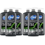 Dial Men 3-in-1 Body, Hair and Face Wash, Recharge, 23 Fl Oz, 3-Pack | Total 69 Fl Oz, clean rinse technology, moisturizing formula, includes 3 bottles, rich lather, suitable for daily use
