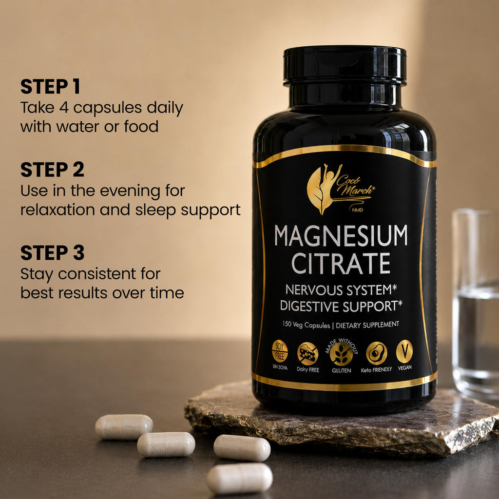 Cocó March N.M.D Magnesium Citrate 500mg per Serving, Gluten Free, 150 Caps