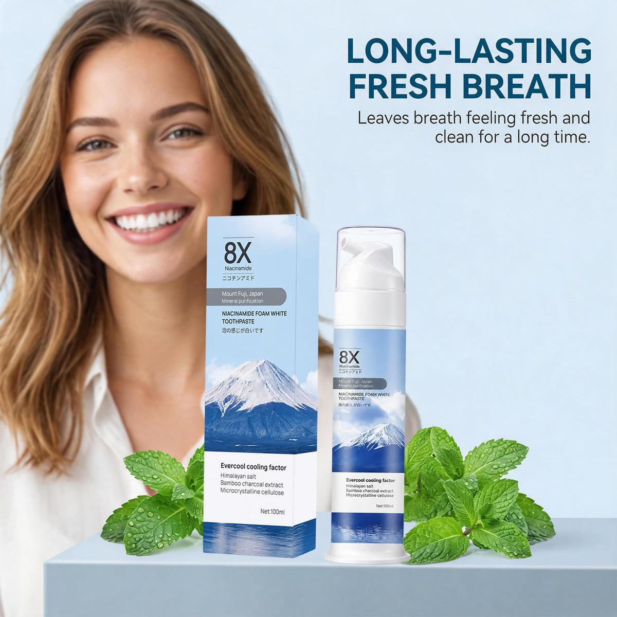 Niacinamide Whitening Toothpaste,Niacinamide Foam Whitening Toothpaste,Brightens & Whitens Teeth,Natural Gentle,Fresh Breath,Daily Oral Care,100g